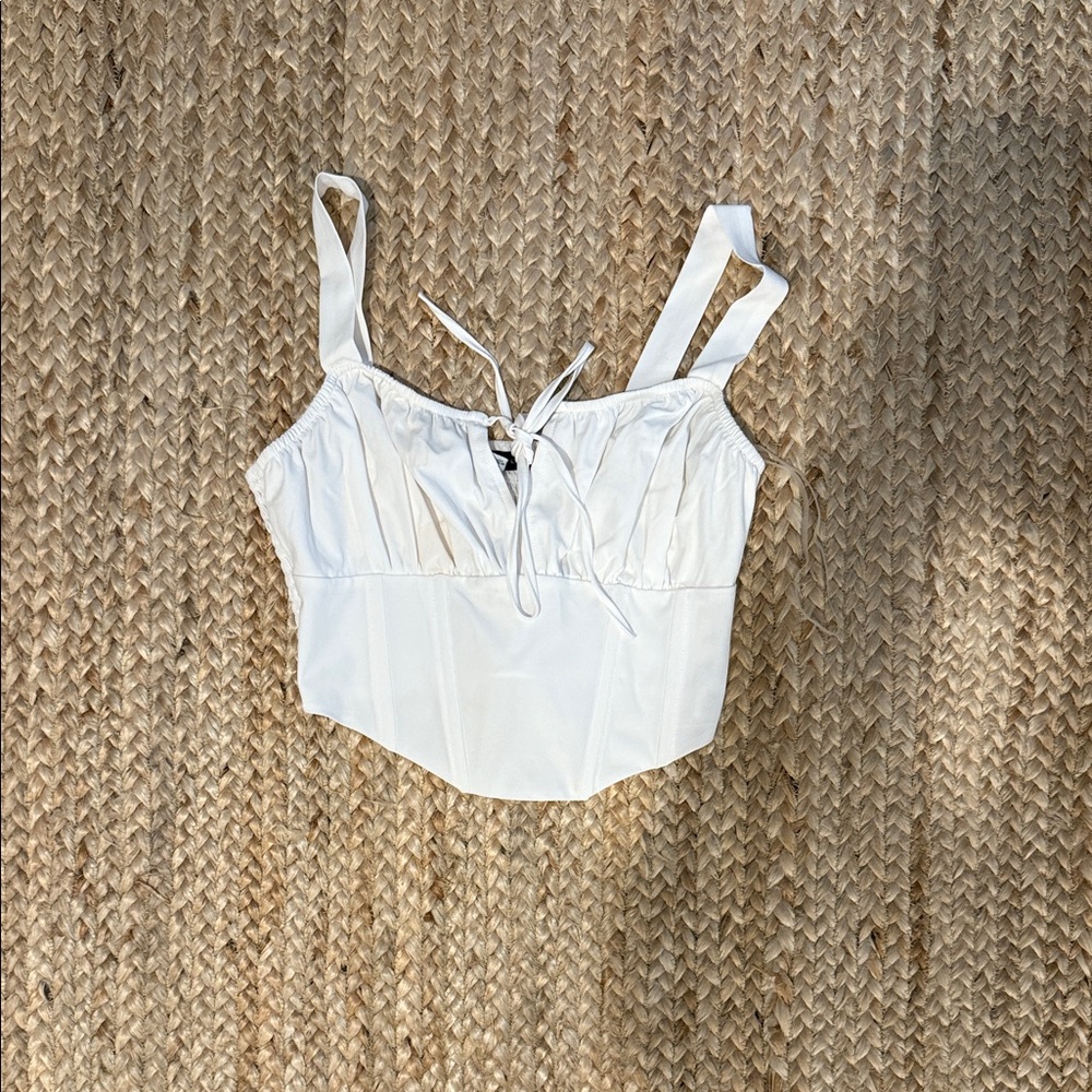 Kendall & Kylie Cream Ruched Top